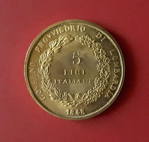 Medaglia lire 1848 governo - 5,