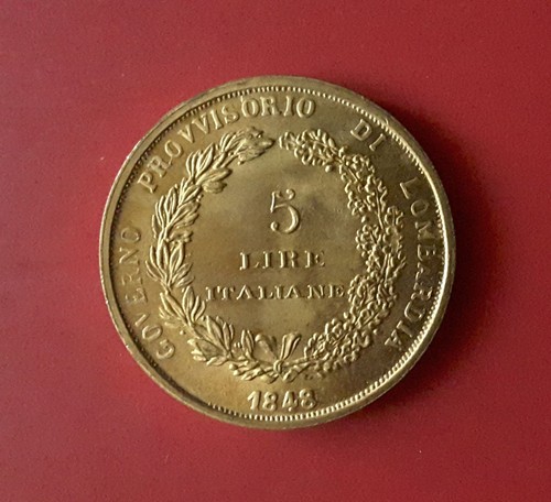 Medaglia lire 1848 governo - 1848,